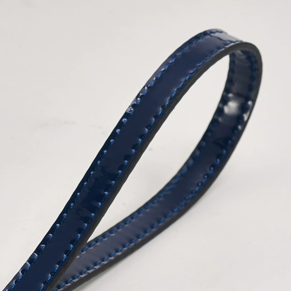 Blue bright leather hand holding 1.2cm-gold buckle