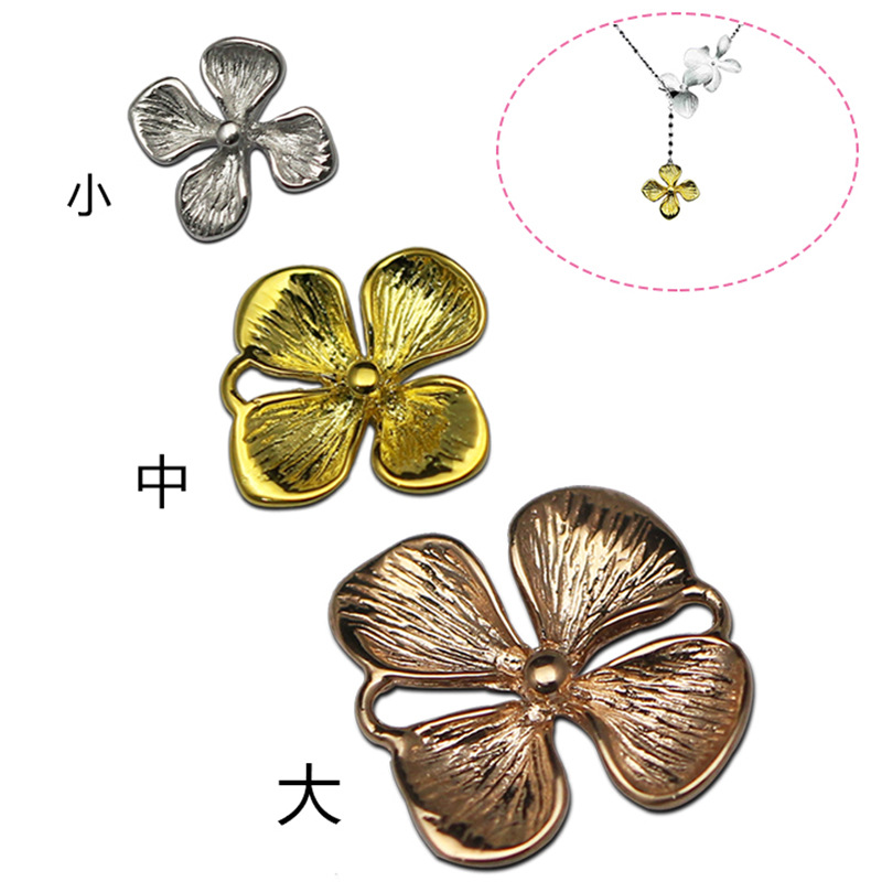 【秒】跨境韩版s925银项链坠子幸运四叶草diy饰品配件 四叶花吊坠