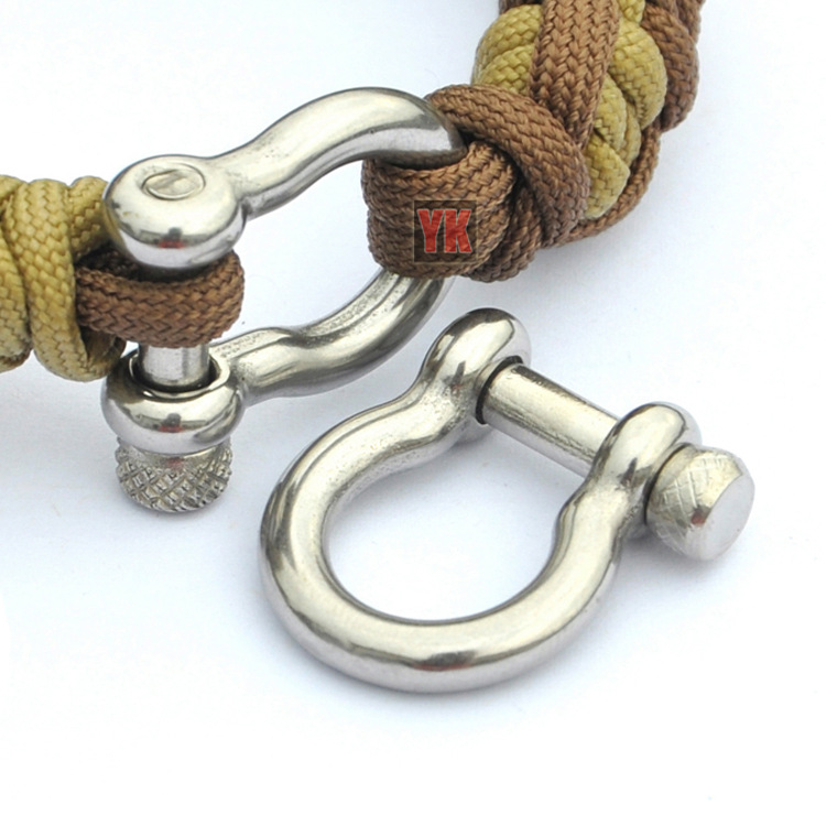 厂家供应不锈钢马蹄扣手工DIY配件调节扣 U型钩扣D型伞绳手链钢扣