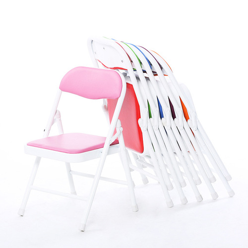 Children's small folding chair Luomen folding stool children's back chair kindergarten seat metal portable chair