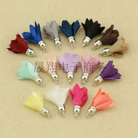 仿真小花瓣花朵流苏布艺耳环钥匙扣挂件 DIY饰品配件手工材料