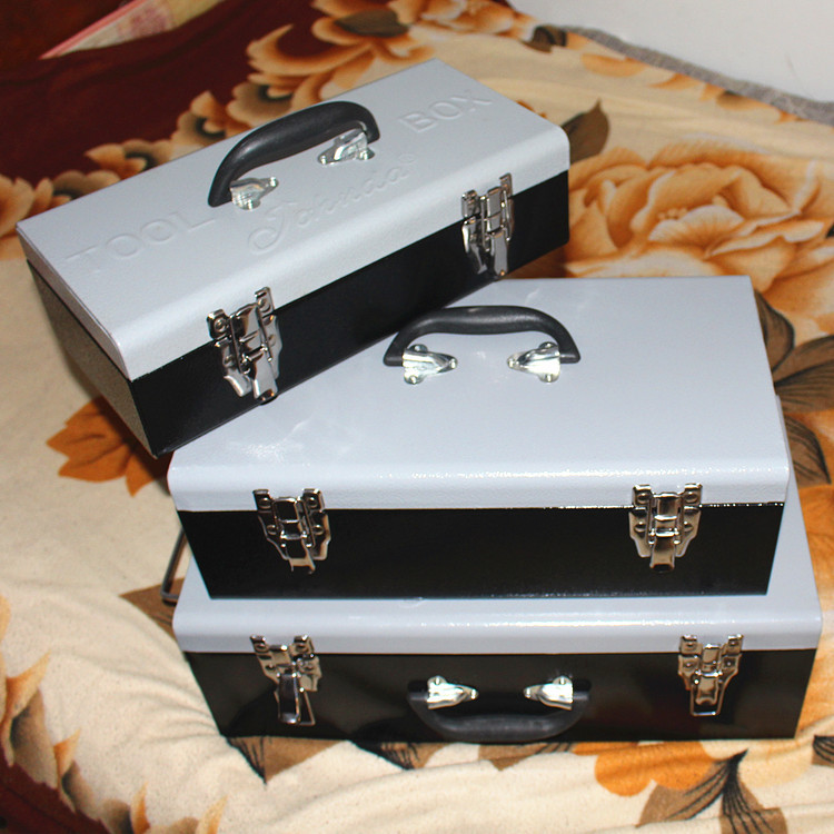 百发工具加厚铁皮工具箱 手提式工具箱单层工具箱380 430 520