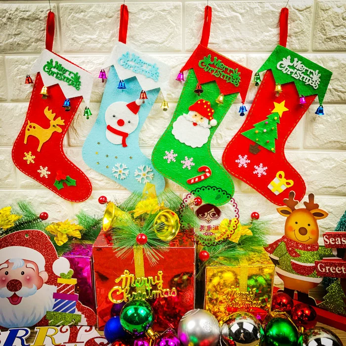 Свободная от вырезать не-сплетенная хандмаде ткань ДИИ материальная Упаковка носки рождества подарка рождества носков Рождества подарка