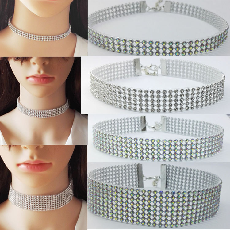 欧美时尚饰品 欧版流行束颈元素颈圈  潮女满钻颈链 合金项链