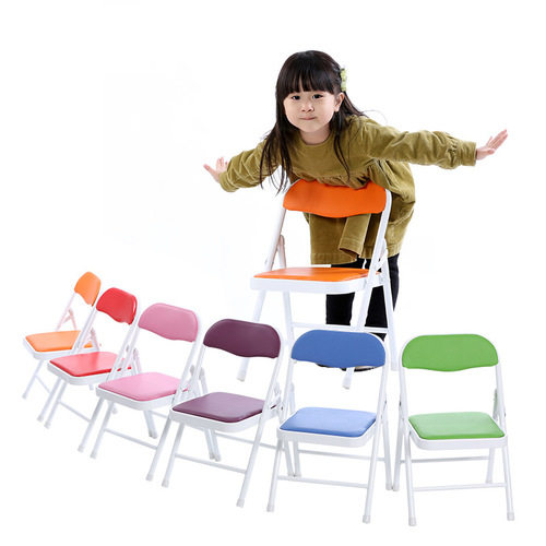 Children's small folding chair Luomen folding stool children's back chair kindergarten seat metal portable chair