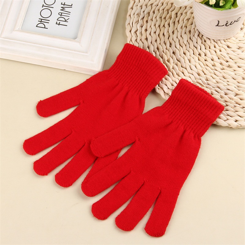 Nuevo unisex acrílico magia guantes de invierno cálido guantes de punto monocromo guantes de dedo completo logotipo imprimible