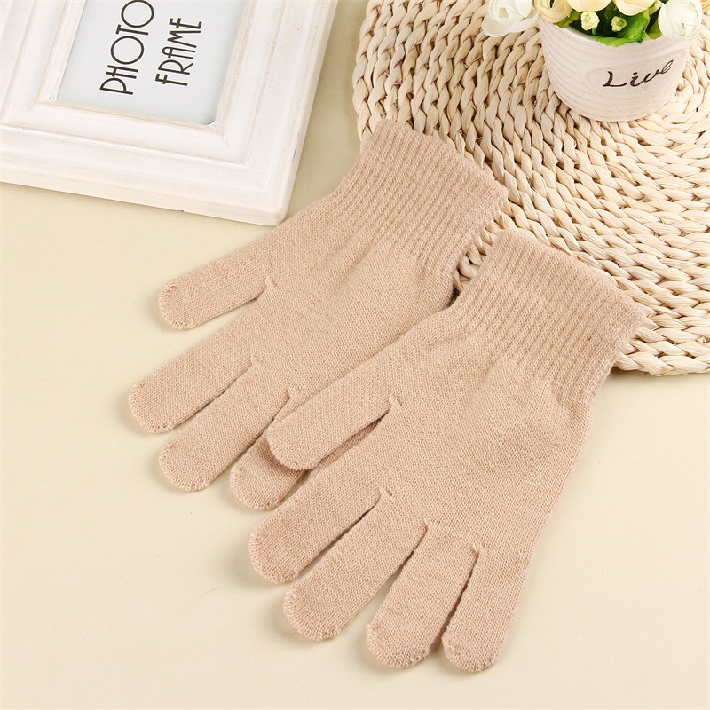 Nuevo unisex acrílico magia guantes de invierno cálido guantes de punto monocromo guantes de dedo completo logotipo imprimible