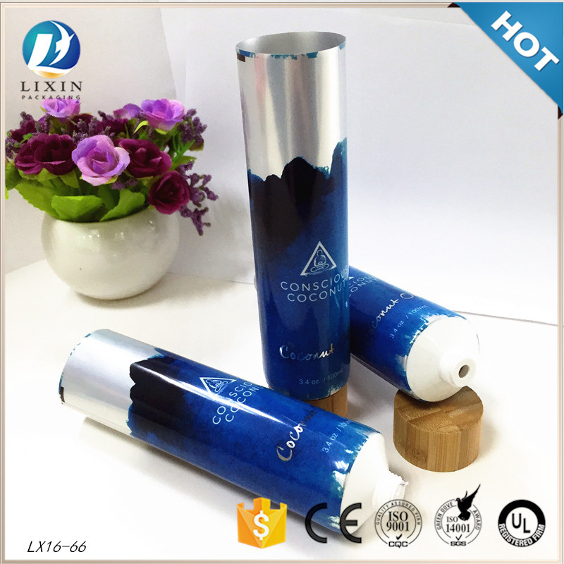 100ml椰子油护手霜身体乳铝塑PE塑胶软管 激光雕刻Logo竹子木纹盖