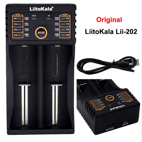 LiitoKala lii-202 18650 26650 16340 14500 Charger 5V2A Input