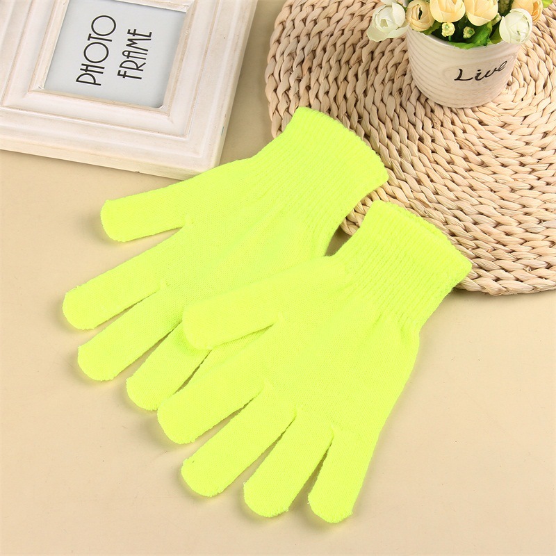 Nuevo unisex acrílico magia guantes de invierno cálido guantes de punto monocromo guantes de dedo completo logotipo imprimible