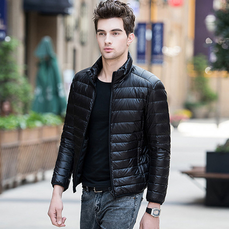 Lightweight Men's Down Jacket With Stand Up Collar Slim Fit Winter_voghion.com