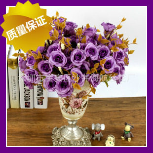 Factory wholesale simulation flowers 14 Persian rose 7 fork European -style rose artificial flower Foreign trade