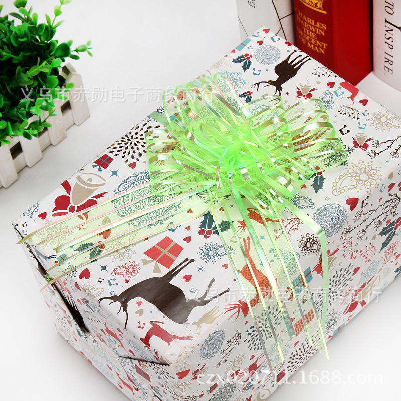 18 tamaño pequeño hilo de nieve dibujado a mano flor regalo embalaje dibujo flor bolsa de Navidad manzana decoración corbata flor cinta al por mayor