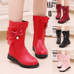Children's Winter Boots 2024 New Arrival Korean Style Knee-High Boots Kids Single Boots For Older Children With Fleece Little Girl Long Boots