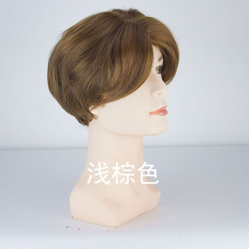 Factory wholesale men's wig short hair short curly hair middle parted bangs hairstyle BOBO head fluffy pear head wholesale