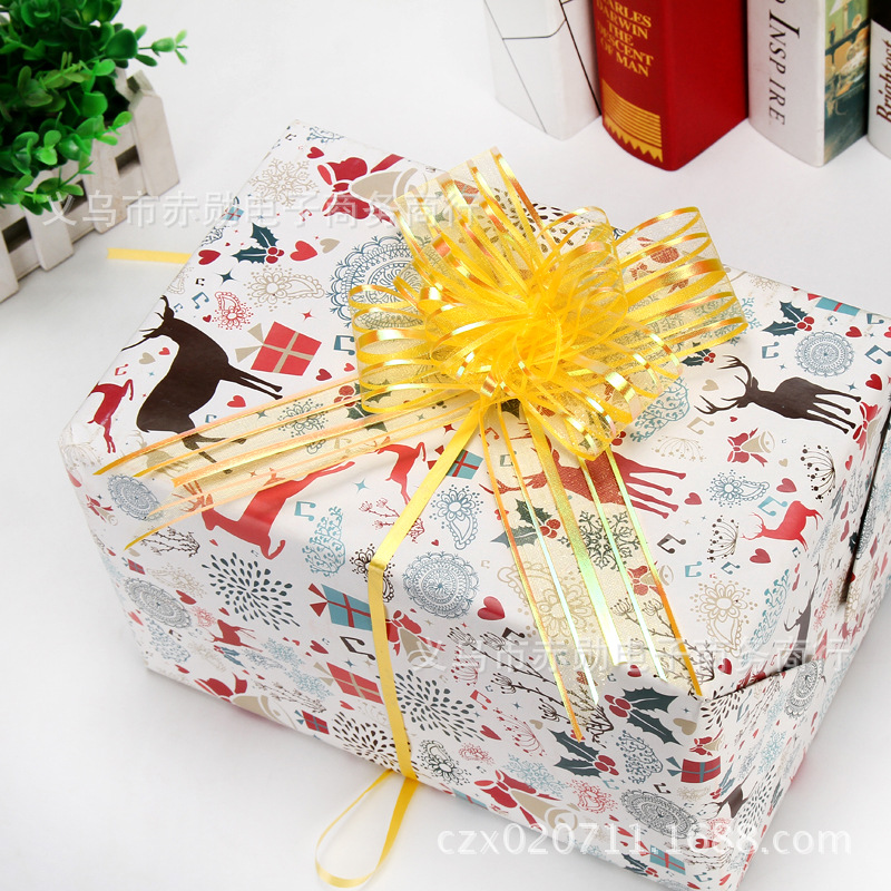 18 tamaño pequeño hilo de nieve dibujado a mano flor regalo embalaje dibujo flor bolsa de Navidad manzana decoración corbata flor cinta al por mayor