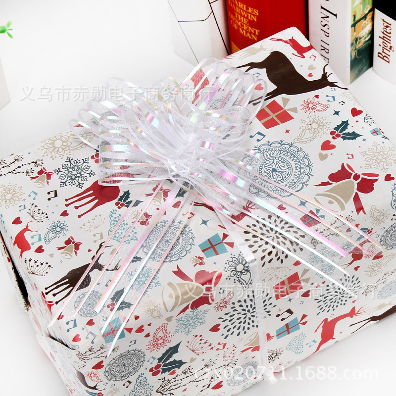 18 tamaño pequeño hilo de nieve dibujado a mano flor regalo embalaje dibujo flor bolsa de Navidad manzana decoración corbata flor cinta al por mayor