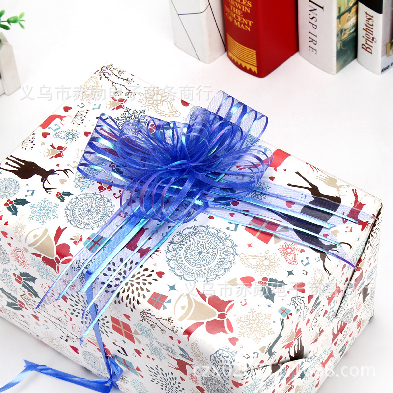 18 tamaño pequeño hilo de nieve dibujado a mano flor regalo embalaje dibujo flor bolsa de Navidad manzana decoración corbata flor cinta al por mayor