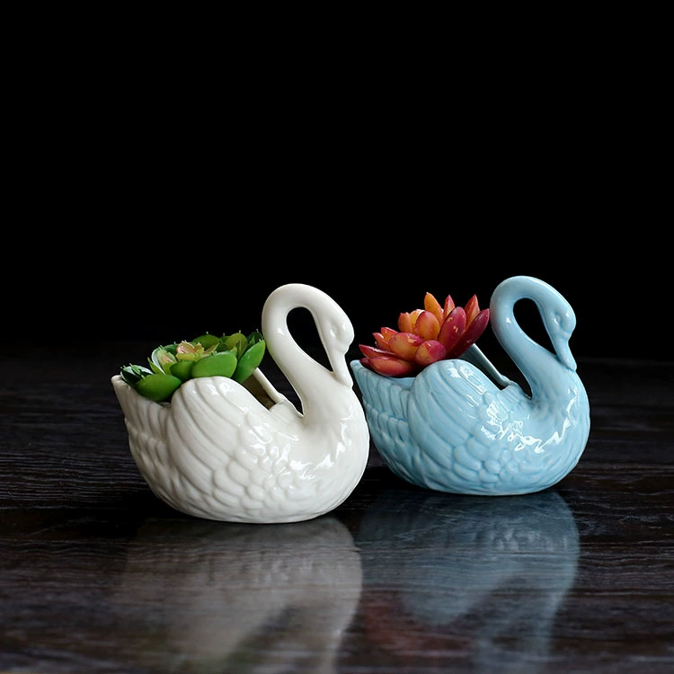 Керамический горшок Azure Swan, европейский стиль, 9.6 × 11.2 см, простой элегантный дизайн