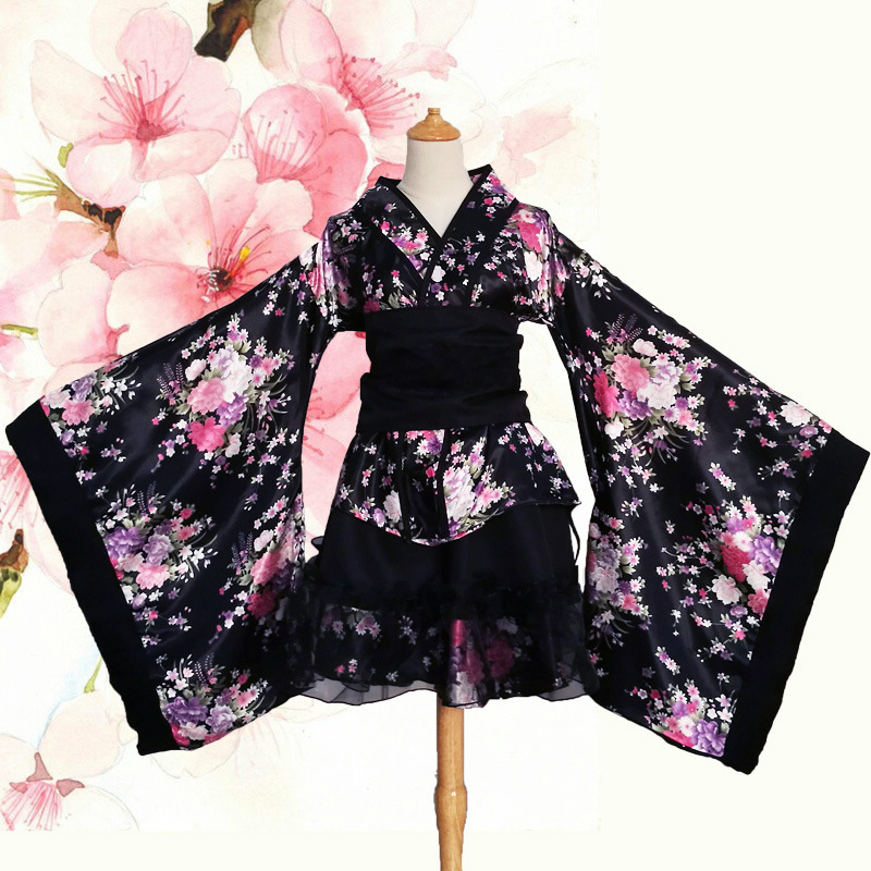 Cospaly Clothing Women's Cherry Blossom Kimono Maid Outfit Jile Clean House Dance Clothes Lolita Dress