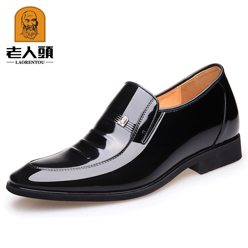 Трансграничные мужские деловые модельные туфли для пожилых людей, свадебная обувь с внутренней высотой 6 см, остроконечная блестящая кожаная мужская обувь, модная свадебная обувь