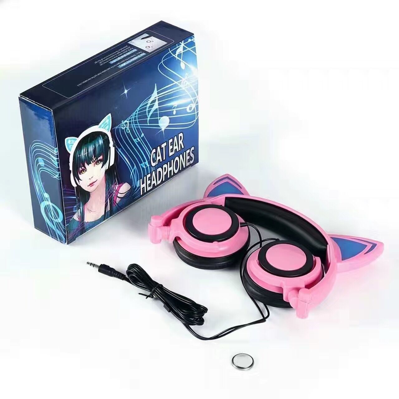 Universal Computer Game Video Headset Wired Headset Children's Cartoon Cat Ear E-Sports Headset Monitor Headset