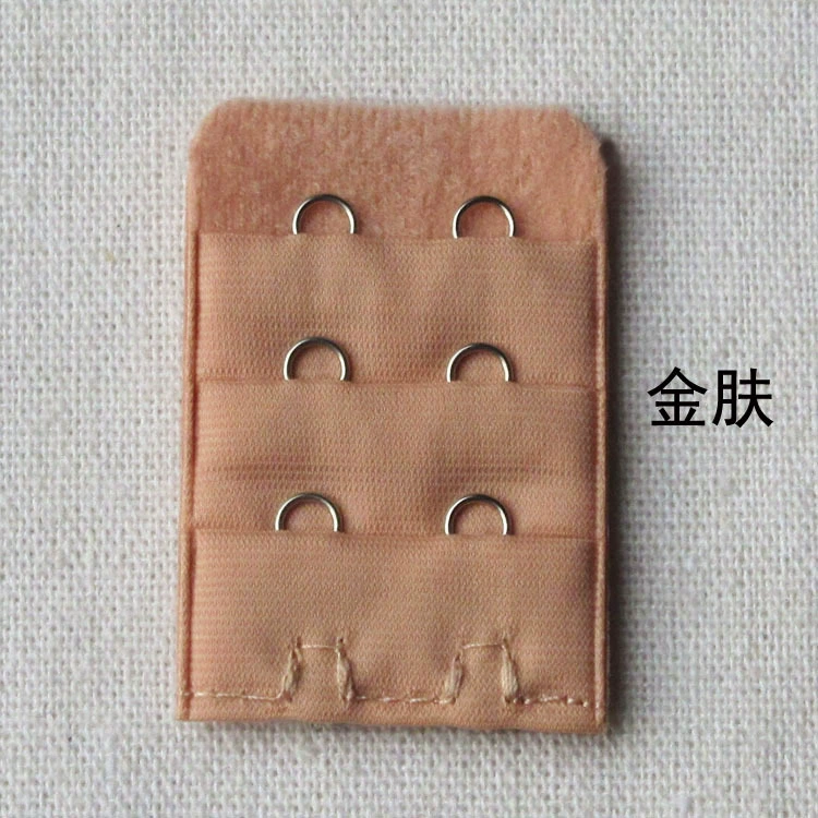 Bra extension buckle pack, 3-row 2-hook polyester electroplated, 3.2×5 cm spacing 1.3 cm