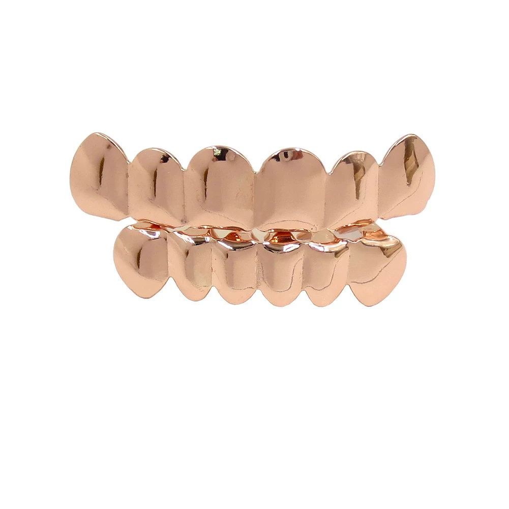 Золото зубных украшений Grillz, настоящее золото на медной основе, комплекты верх-низ, украшения в стиле хип-хоп