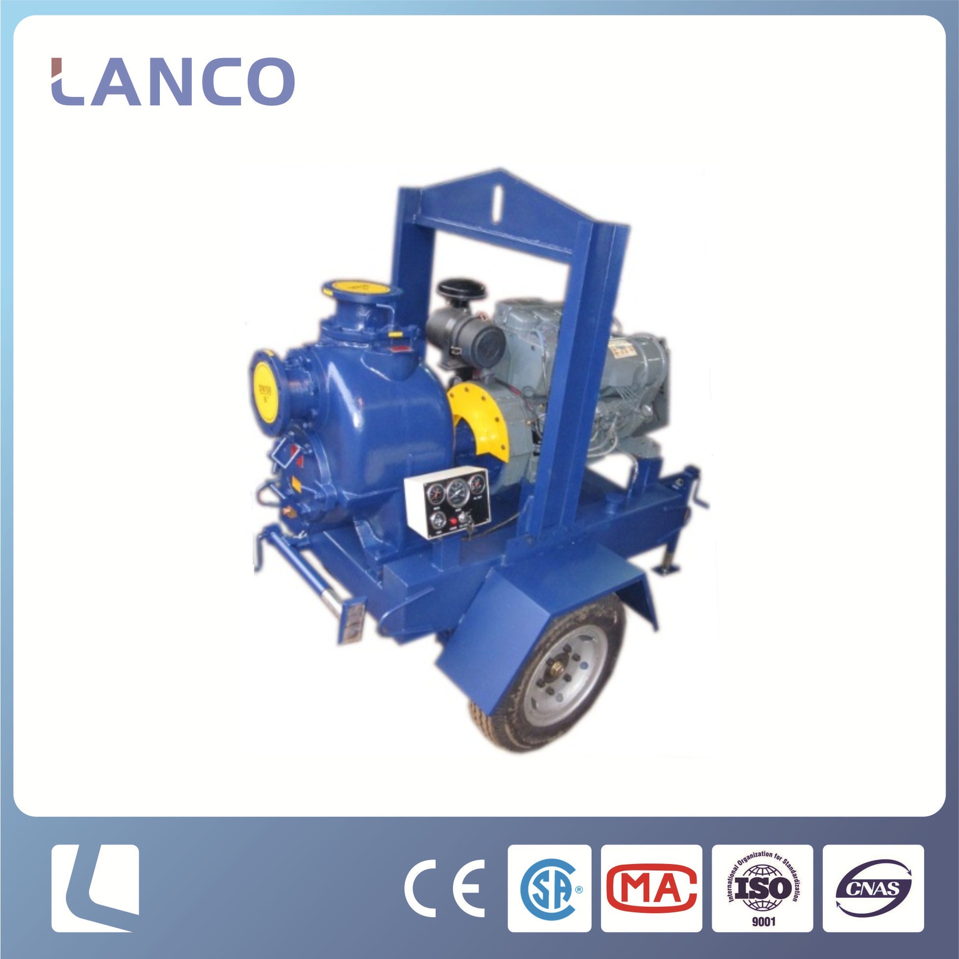 蓝科P-3型强力自吸排污泵 高扬程防洪排涝柴油机移动泵