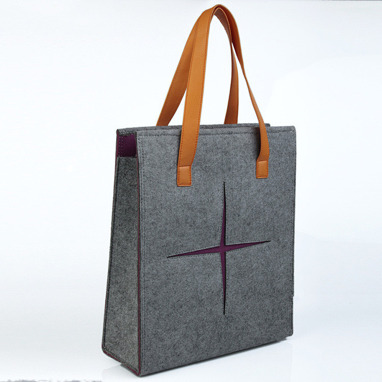 新品直供彩色毛毡储物手提包 现货批发女士购物袋毛毡手提包