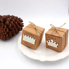欧式皇冠牛皮纸喜糖盒宝宝生日满月派对回礼盒摆件巧克力糖盒批发