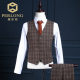 Suit Set Men's Spring and Autumn Slim Fit Three-Piece Groom Wedding Plaid Dress Best Man Suit Men's Suit