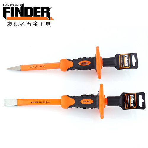 Discoverer manual hardware tools masonry chisel ice carving stone chisel two-color rubber handle tip chisel flat chisel stone chisel wholesale