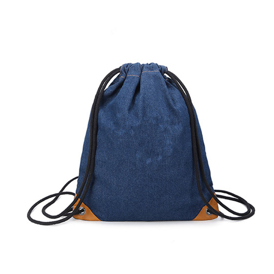 马拉松赛事牛仔布束口袋女生小清新户外抽绳双肩包运动赛事收纳袋