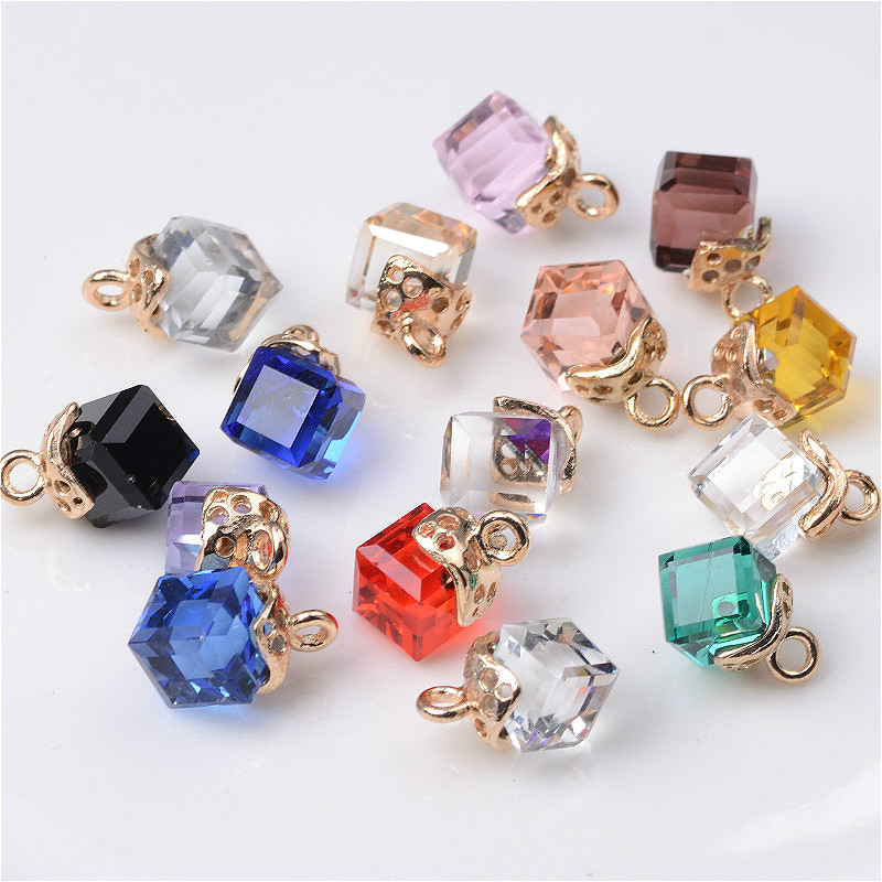 Square Crystal Necklace Bracelet Earrings Jewelry Accessories Pendant K-Style Fashion Simple DIY Pendant 1536-1543