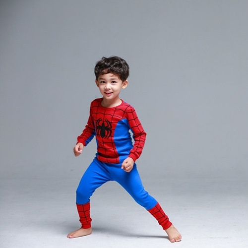 New boys' cotton Spider-Man underwear set, children's autumn clothing, cotton suit, cotton sweater, home wear