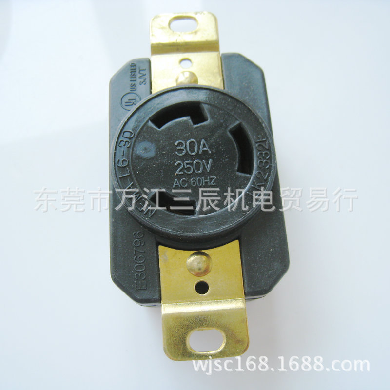 黑色NEMA L8-30R台湾隆光LKEW插座LK-2334F防松插座 耐热塑胶插座