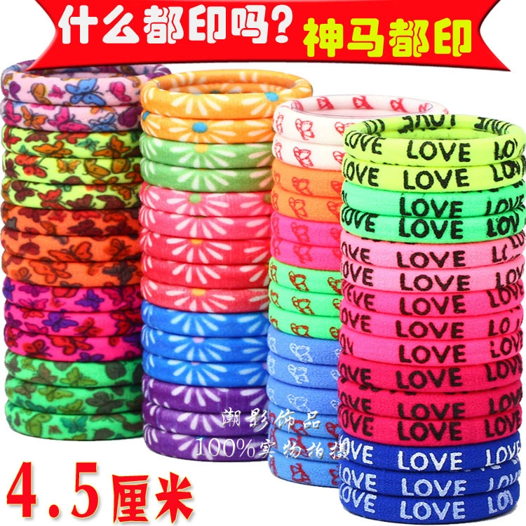 Лидер продаж, Высокоэластичный корейский стиль, бесшовное полотенце с принтом, резинка для волос, Женский логотип для печати, кольцо для полотенца