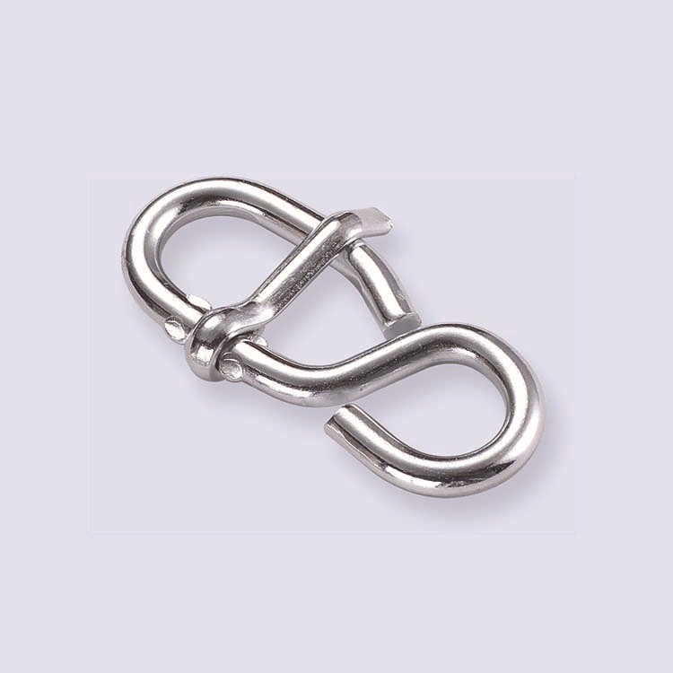 SQ-258带舌片八字钩金属户外攀岩连接环 带舌片绳索8字钩保险挂钩