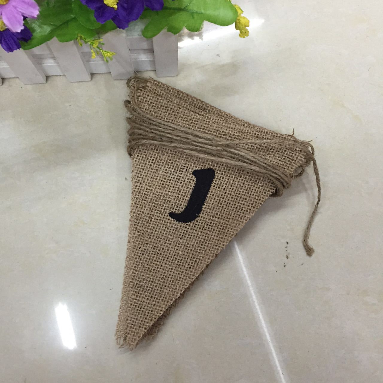 厂家直销 麻布三角旗  圣诞婚庆派对装饰拉旗 吊旗 just married