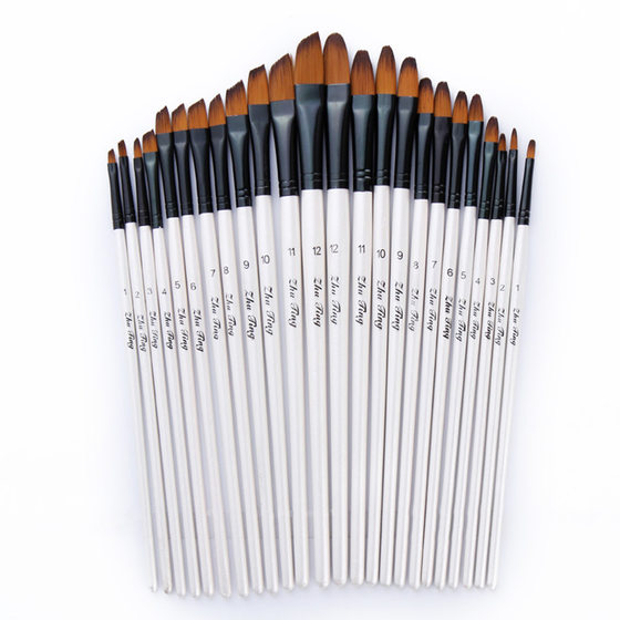 12 tongue front/oblique front two-color nylon wool brush set gouache watercolor oil brush set factory outlet