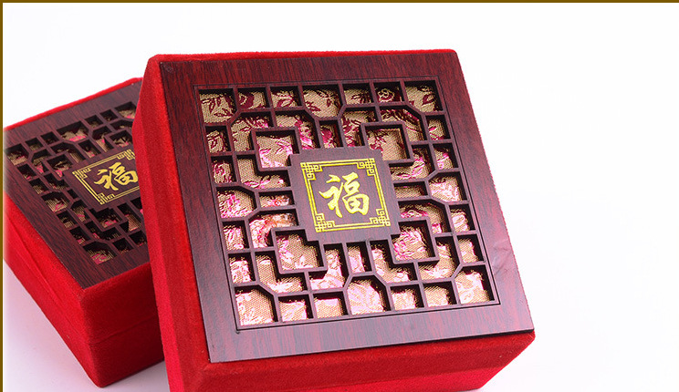 河南厂家直供福字镂空绒布首饰包装盒批发 礼品盒 手镯饰品盒