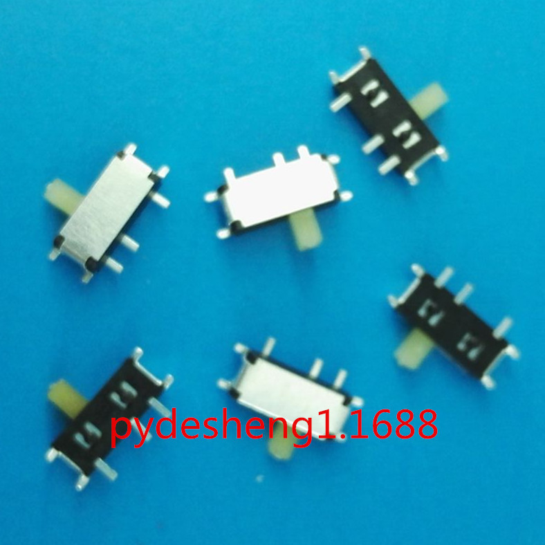 迷你拨动开关 MSK12C02G2黄柄卧式两档七脚贴片微型滑动开关