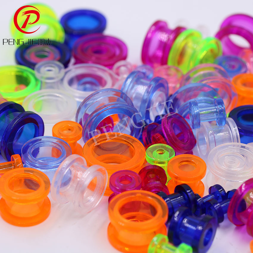 Personalizado de moda colorido transparente hueco acrílico oído expansor joyería oído expansor