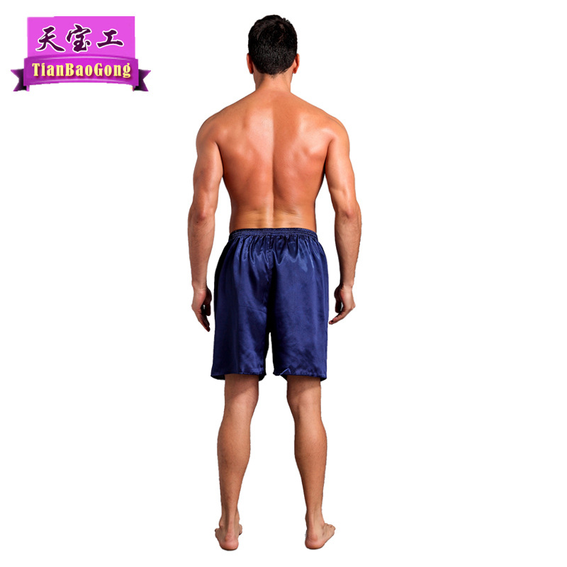 Satén de seda de cinco puntos de color sólido boxeadores brillantes pantalones de playa de verano sueltos ocasionales pantalones de pijama de hombres delgados lisos