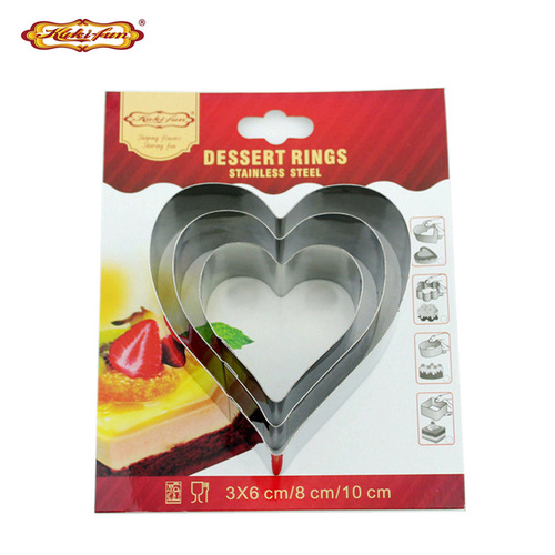 Cross-border exclusive heart-shaped stainless steel mousse ring love birthday cake ring baking DIY mold set
