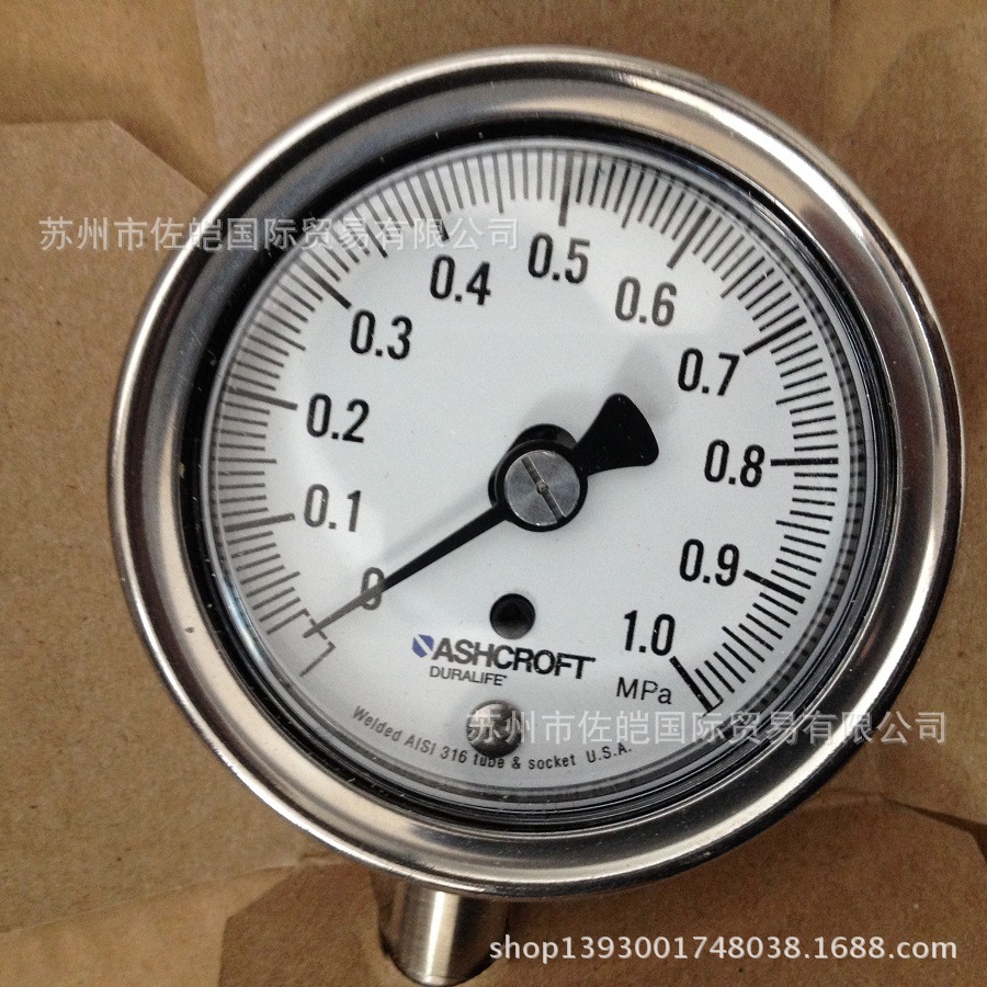 ASHCROFT雅斯科品牌25-1009-SW-02L-1MP型号双刻度耐用压力表