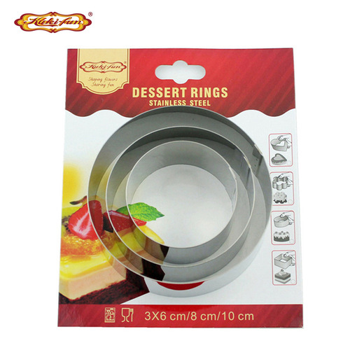 Cross-border exclusive stainless steel round mousse ring 3-piece cake ring DIY cake mold round three-piece set