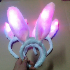 Plush luminous rabbit ears, glitter sequined rabbit ears headband, concert party toy manufacturer wholesale