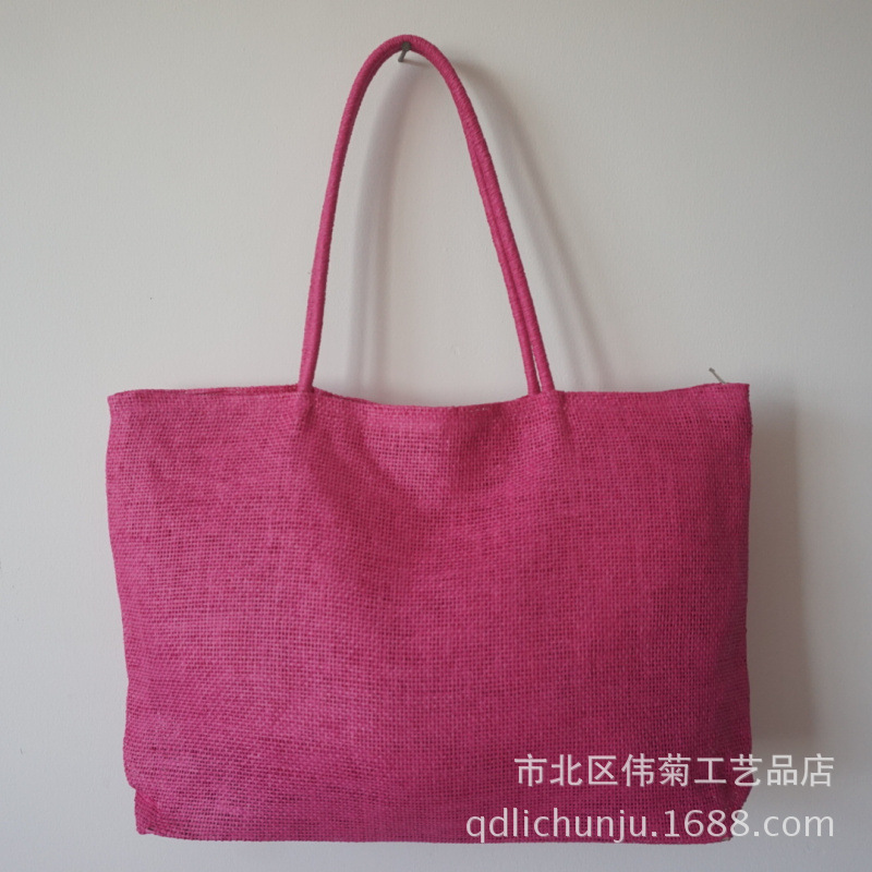 Weiju Craft Beach Bag Portable Shoulder Bag Women's Bag Straw Paper Cloth Women's Bag Candy Color